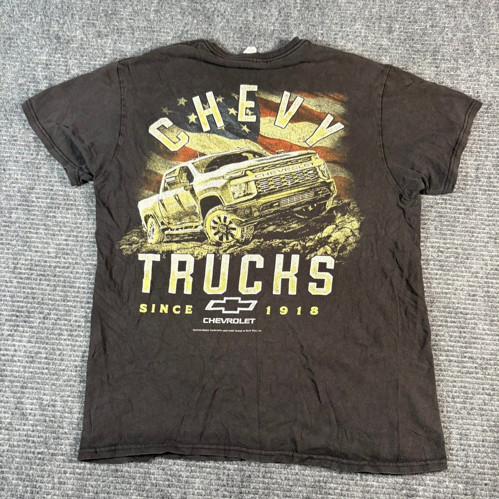 Chevrolet Graphic T-Shirt Mens M Black Excellent Chevy Trucks American Flag